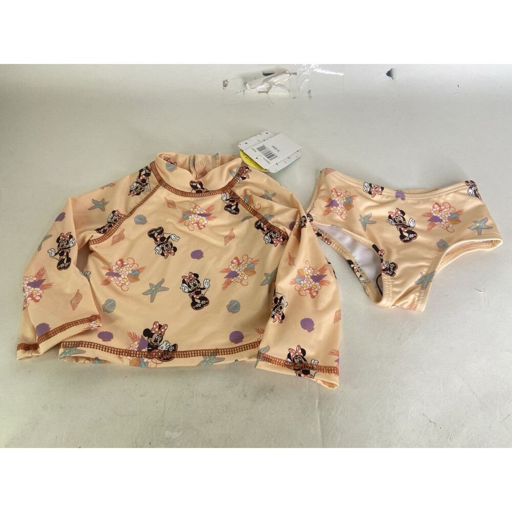 Disney Minnie Mouse 2 Piece Rashguard Top Bottoms Swim Set Swimwear 3-6 Months